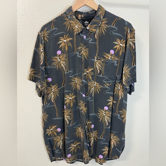 Rip Curl Button Up Palm Tree Shirt XL - Picture 2 of 7
